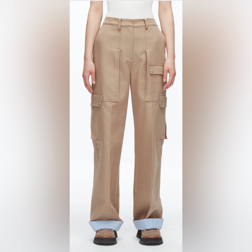 NWT 3.1 Phillip Lim Tan and Blue Checkered Pants